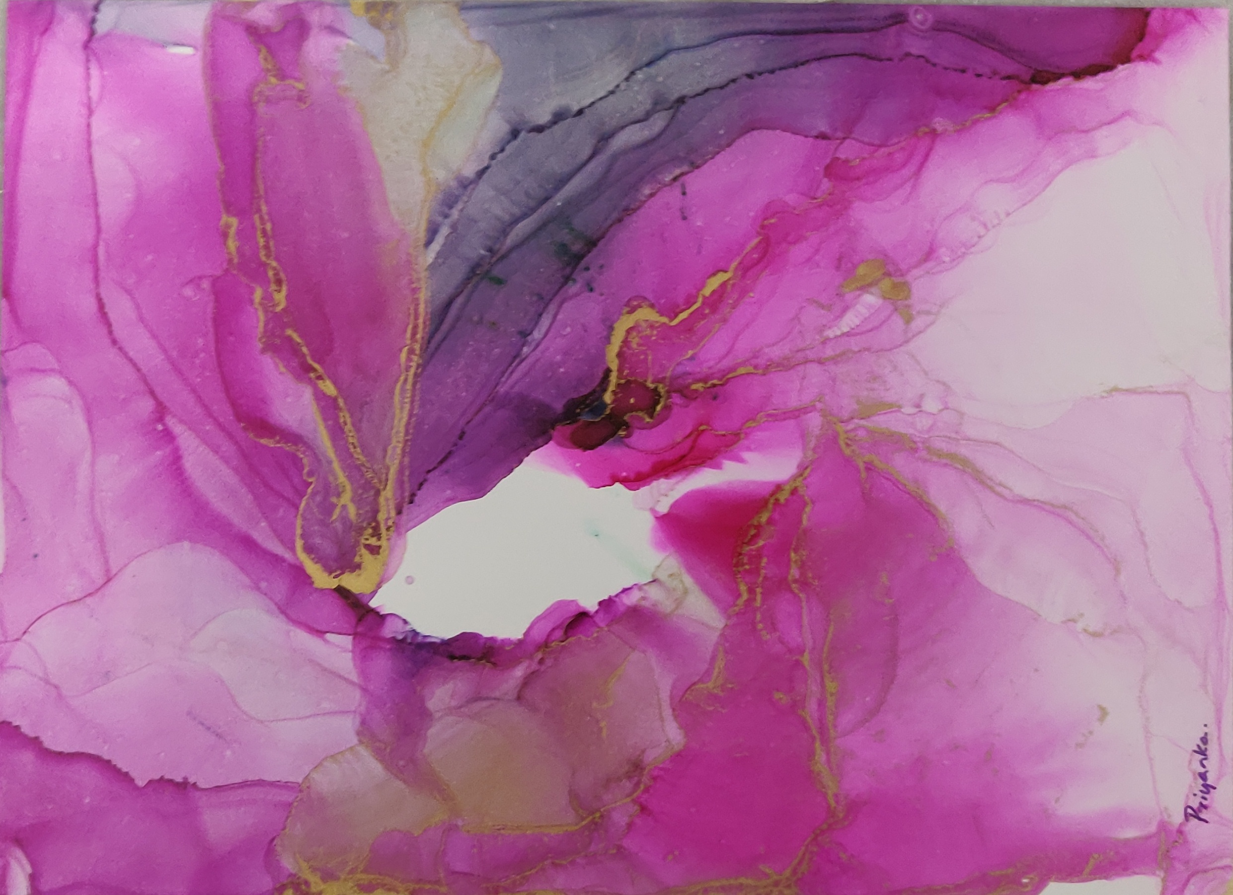 Pink Abstract Alcohol Ink Art